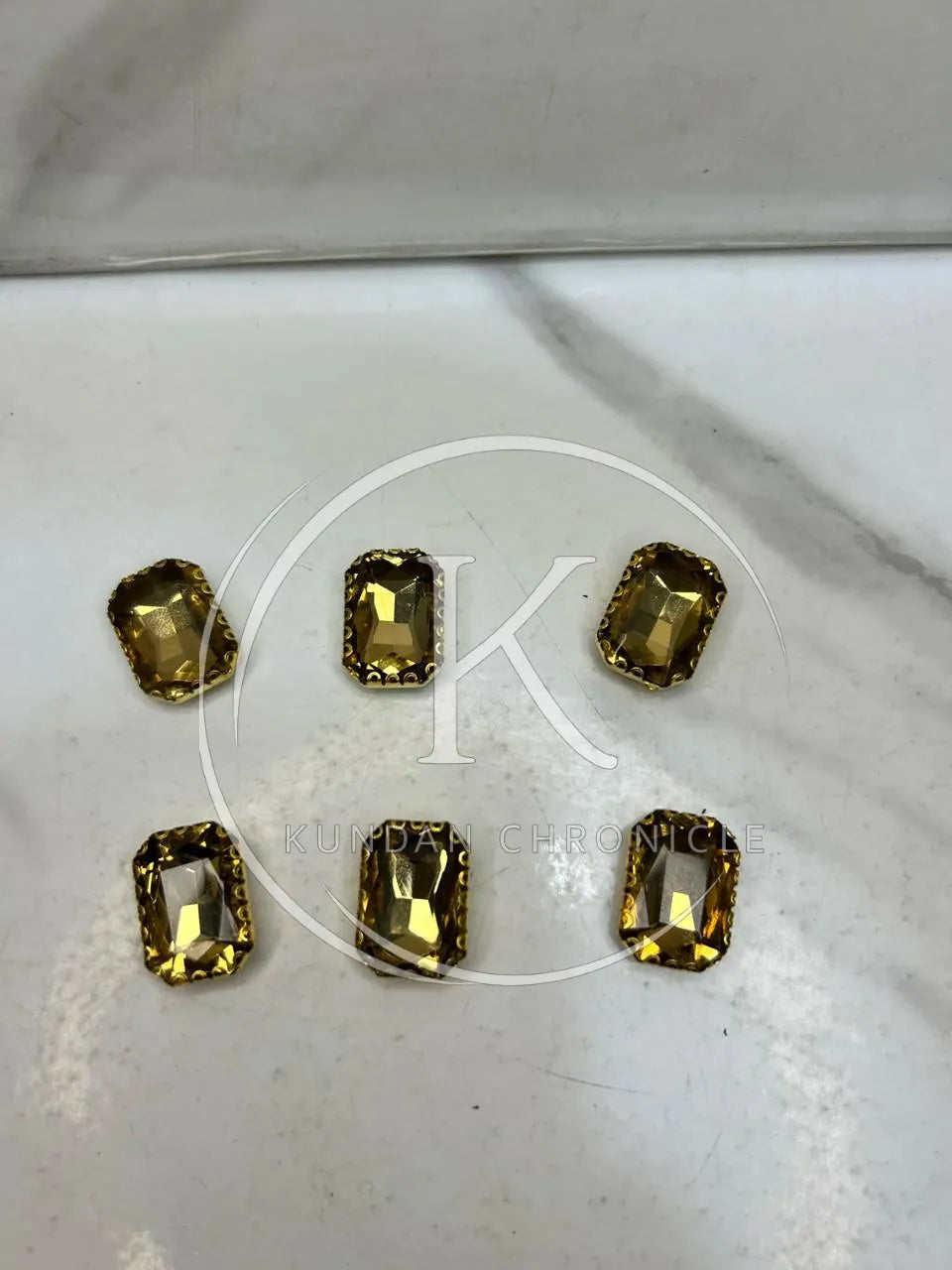 Champagne Rectangular-Stone Large ( 6Pcs )