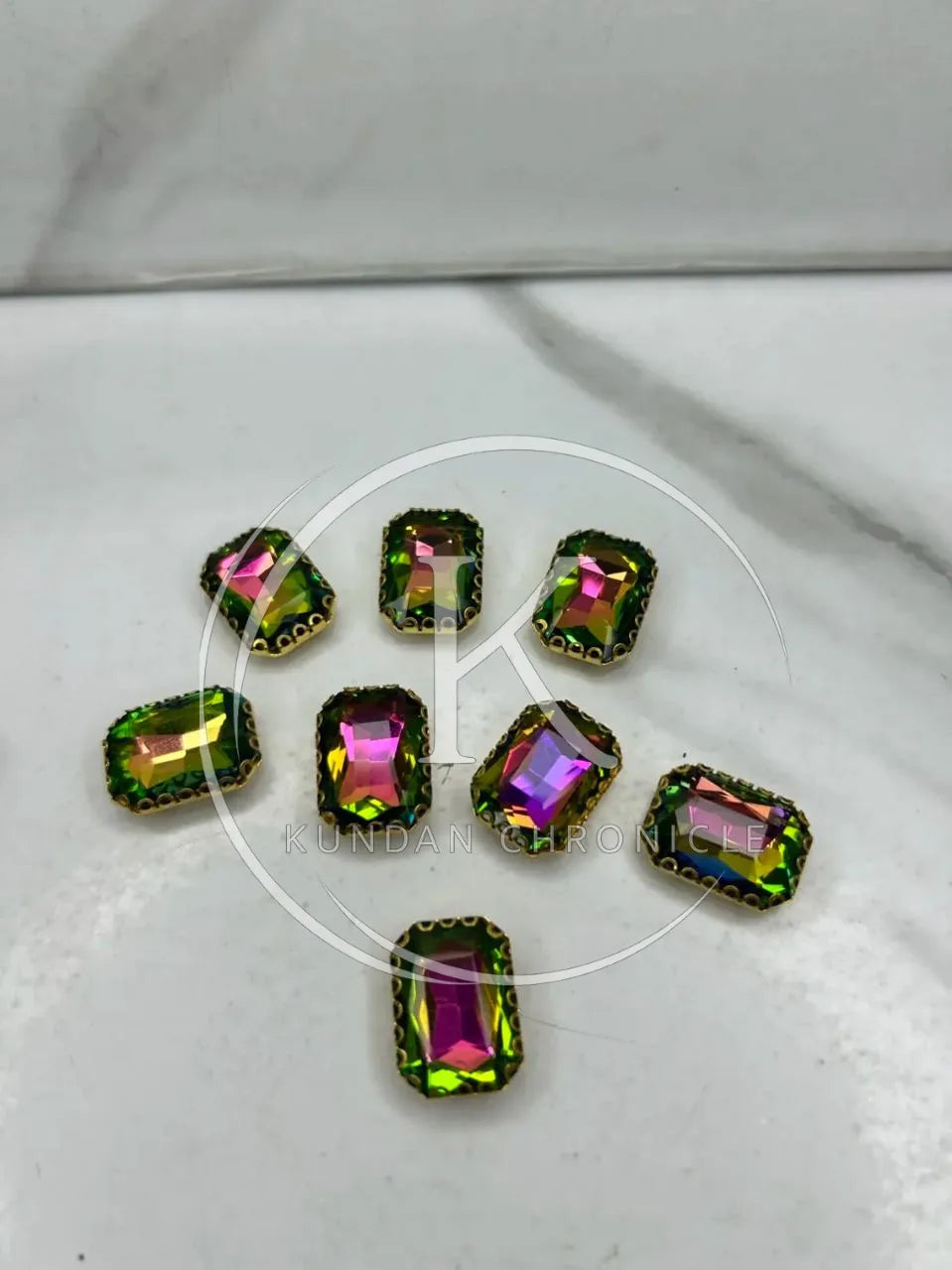 Dark Multi Rectangular-Stone Large ( 6Pcs )