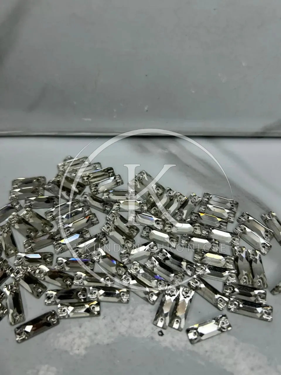Silver Rectangular-Stone Medium (36Pcs)