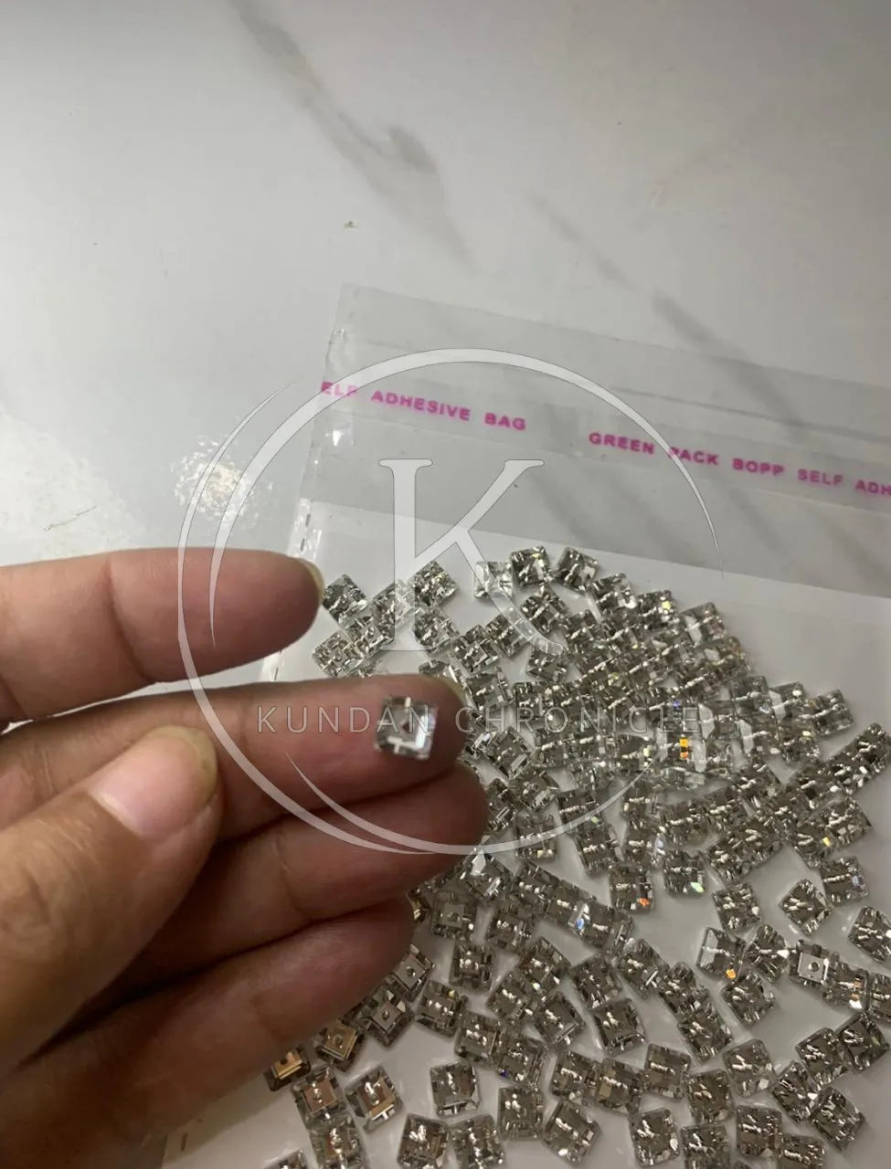 Silver Swarovski Square 6/6 Crystal-144Pcs