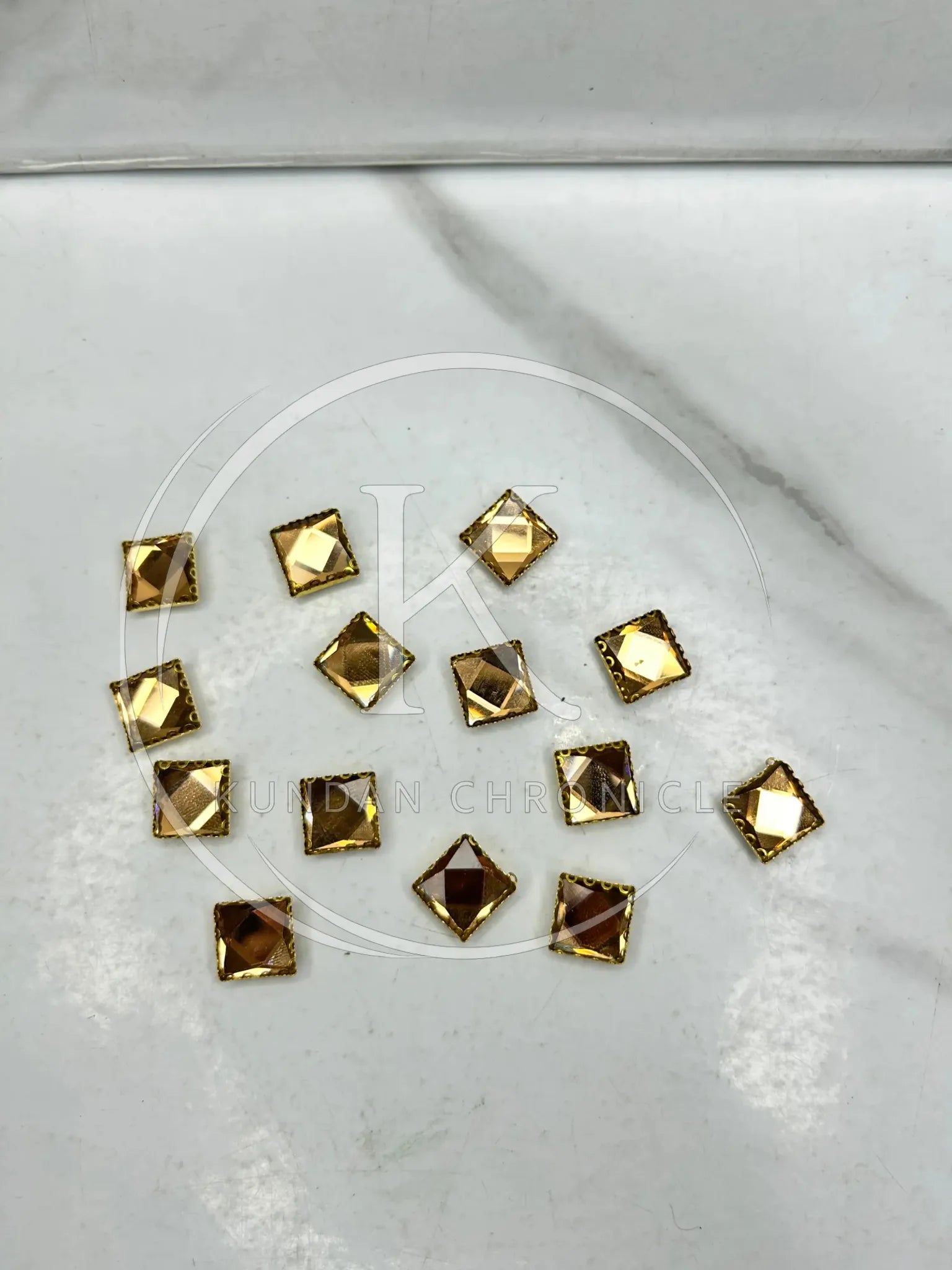 Gold Square-Stone Small (12Pcs)