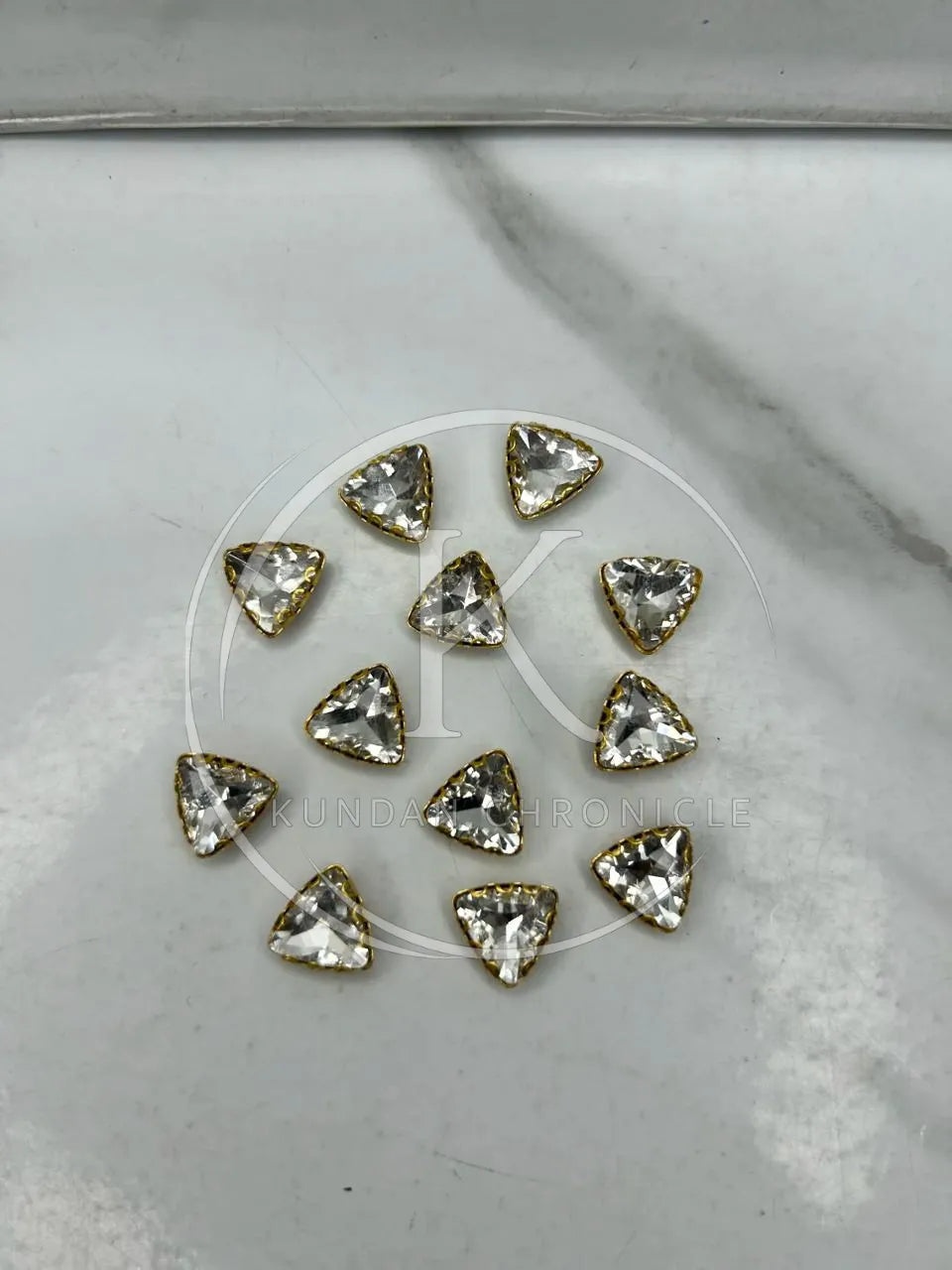 Triangle-Stone Silver Golden Base (12pcs)