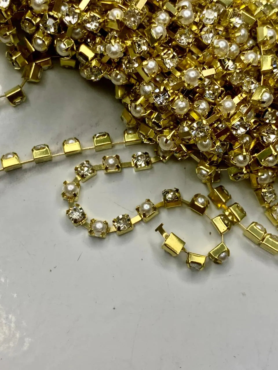 Pearl and Chain Stone- One Yard