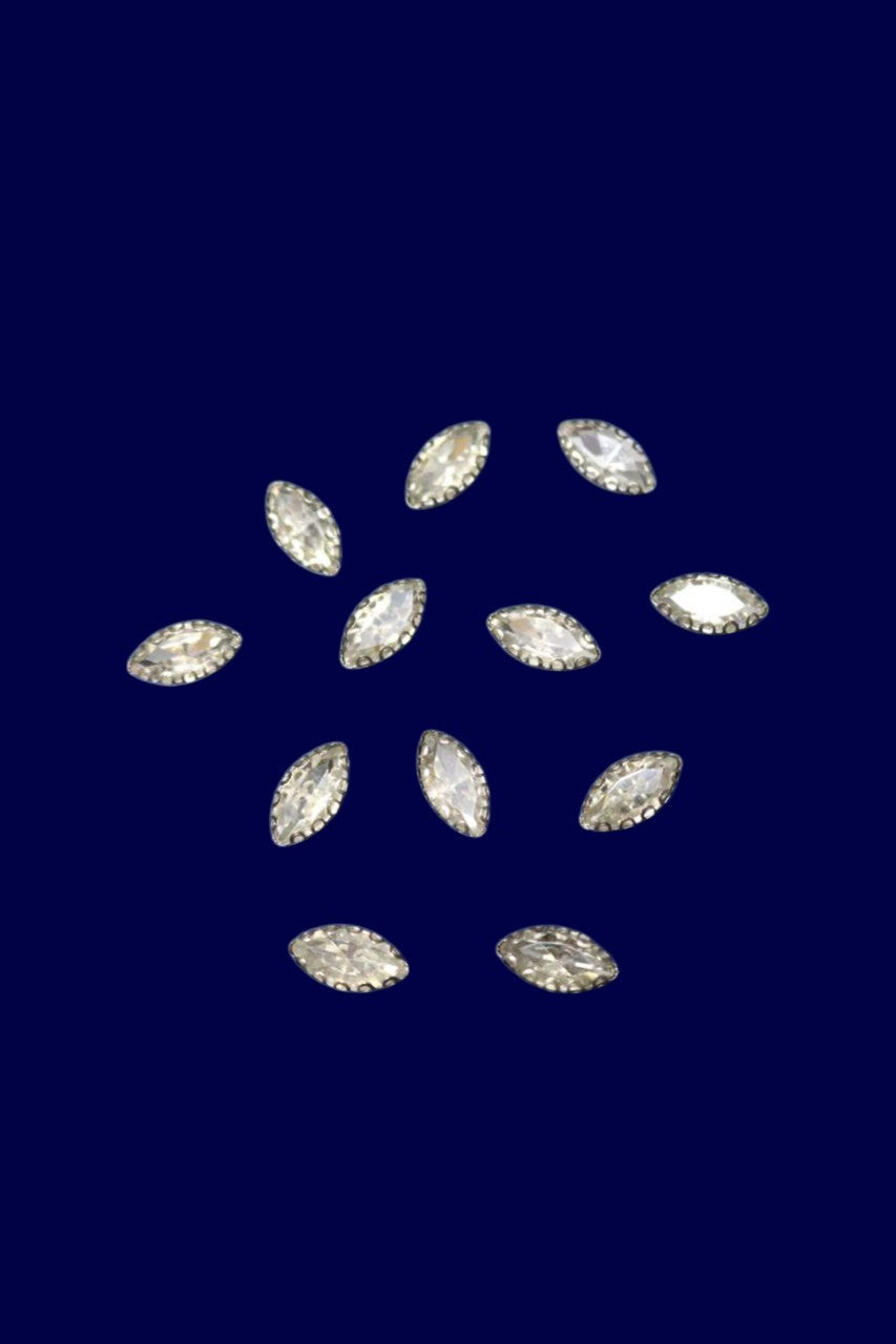 Silver Boat Shape Stone Small-12 pcs