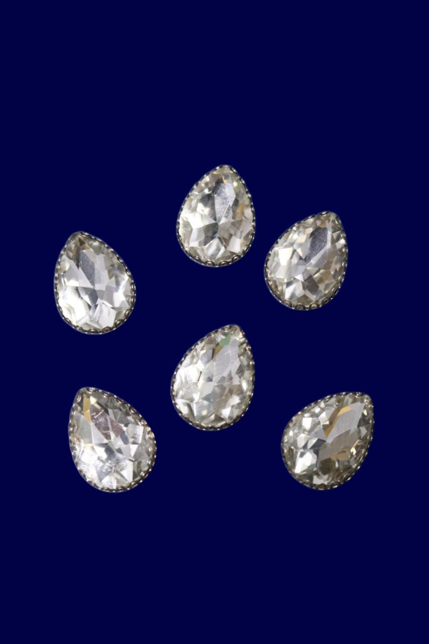 Silver Large Drop Stone-6 PCS