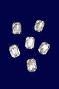 Silver Medium Rectangular Stone-6 pcs