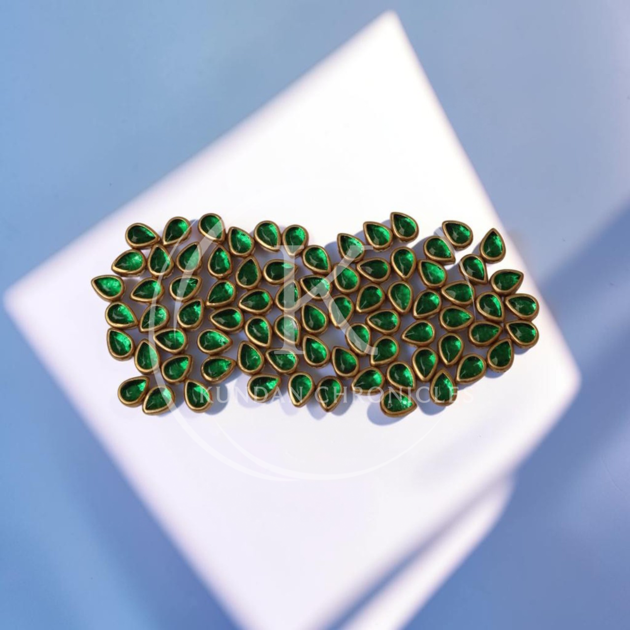 Green Crystal Drop Kundan-10G