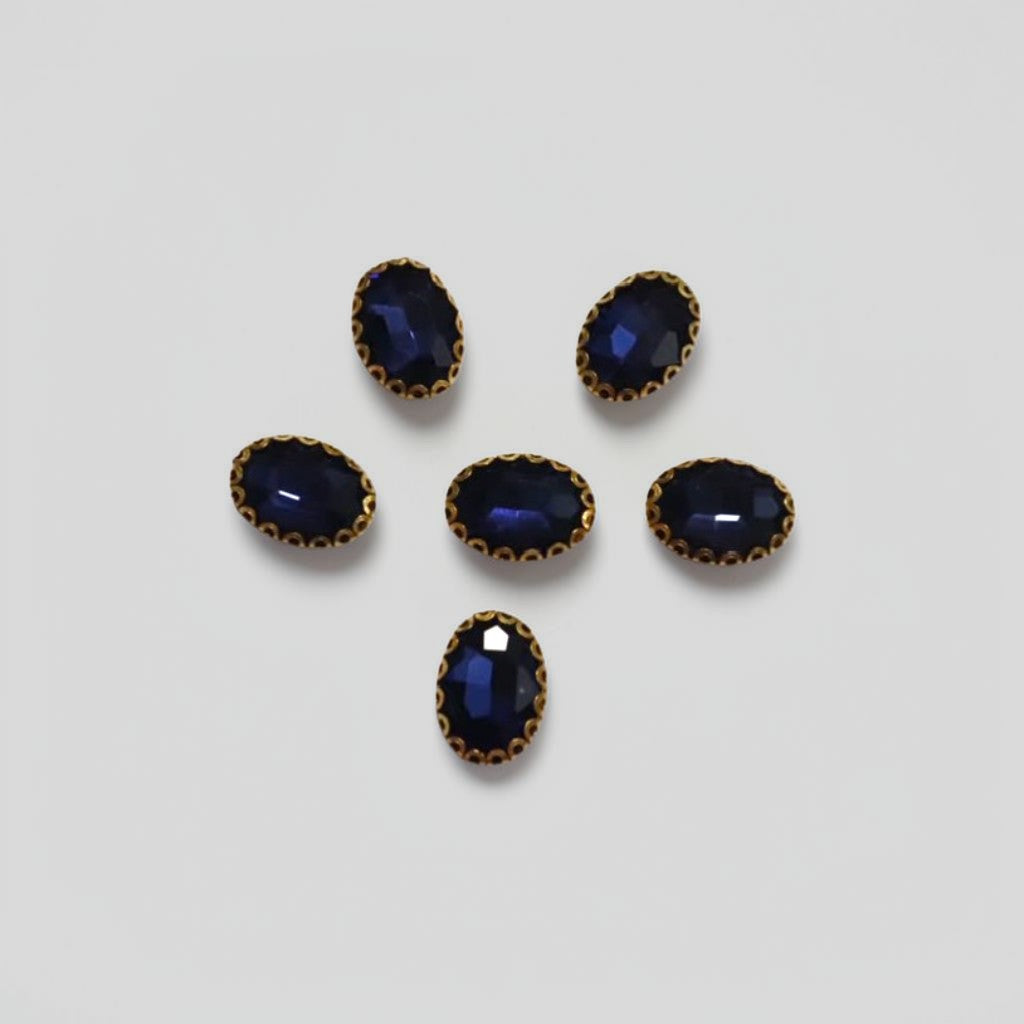 Dark Blue Oval Shape Stone-6 Pcs