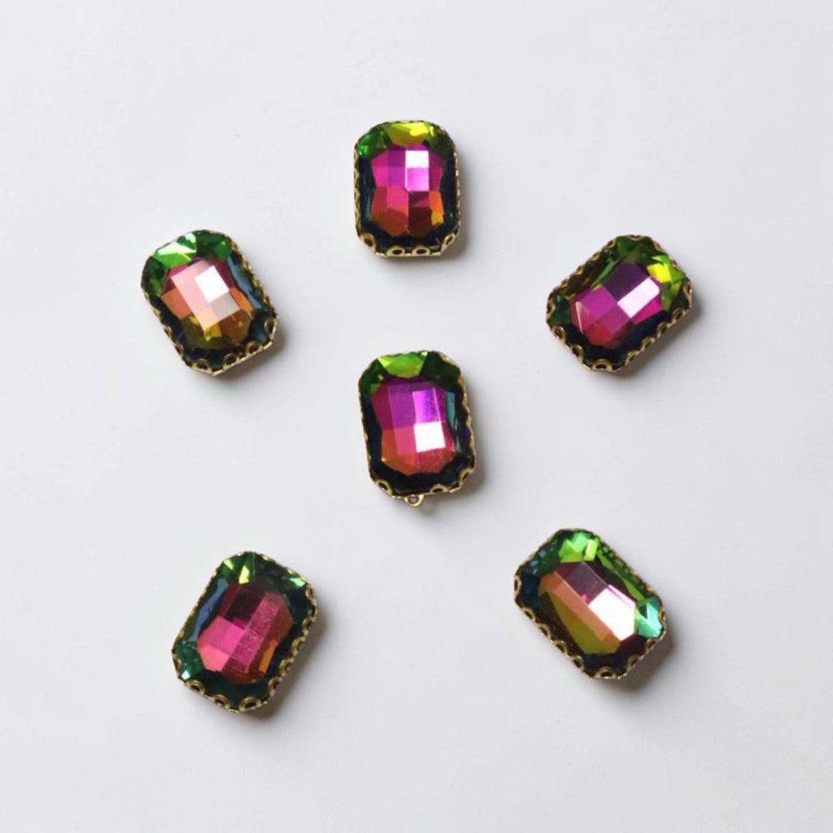 Dark Multi Rectangular Stone Medium-6 Pcs