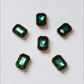 Mongia Green Rectangular Stone Medium-6 Pcs