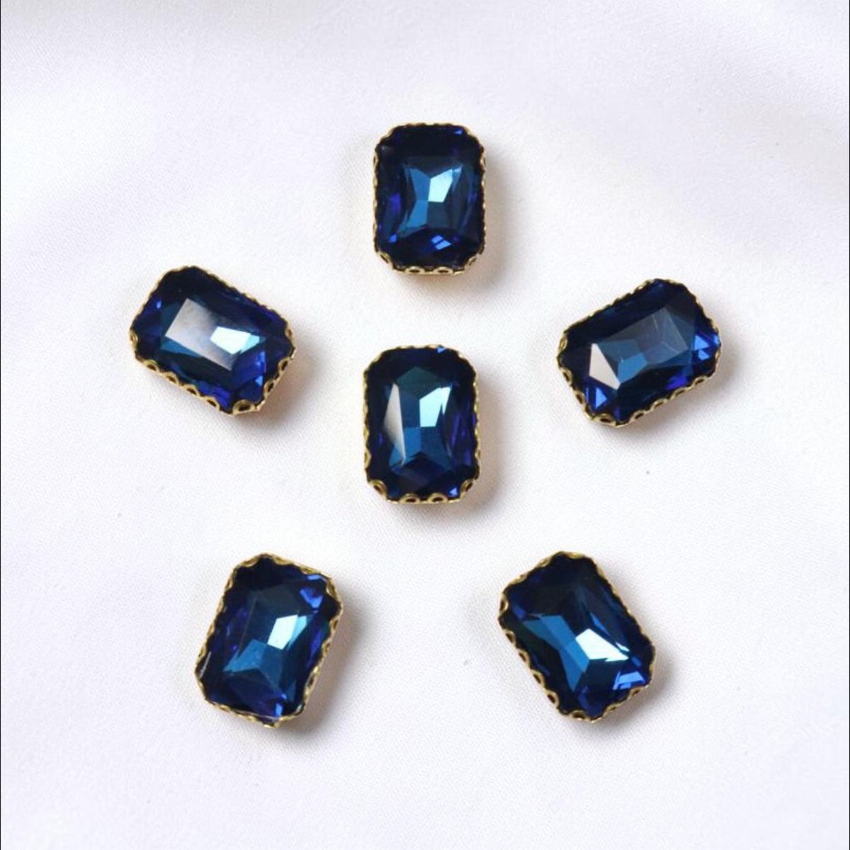 Zinc Blue Rectangular Stone Medium-6 Pcs