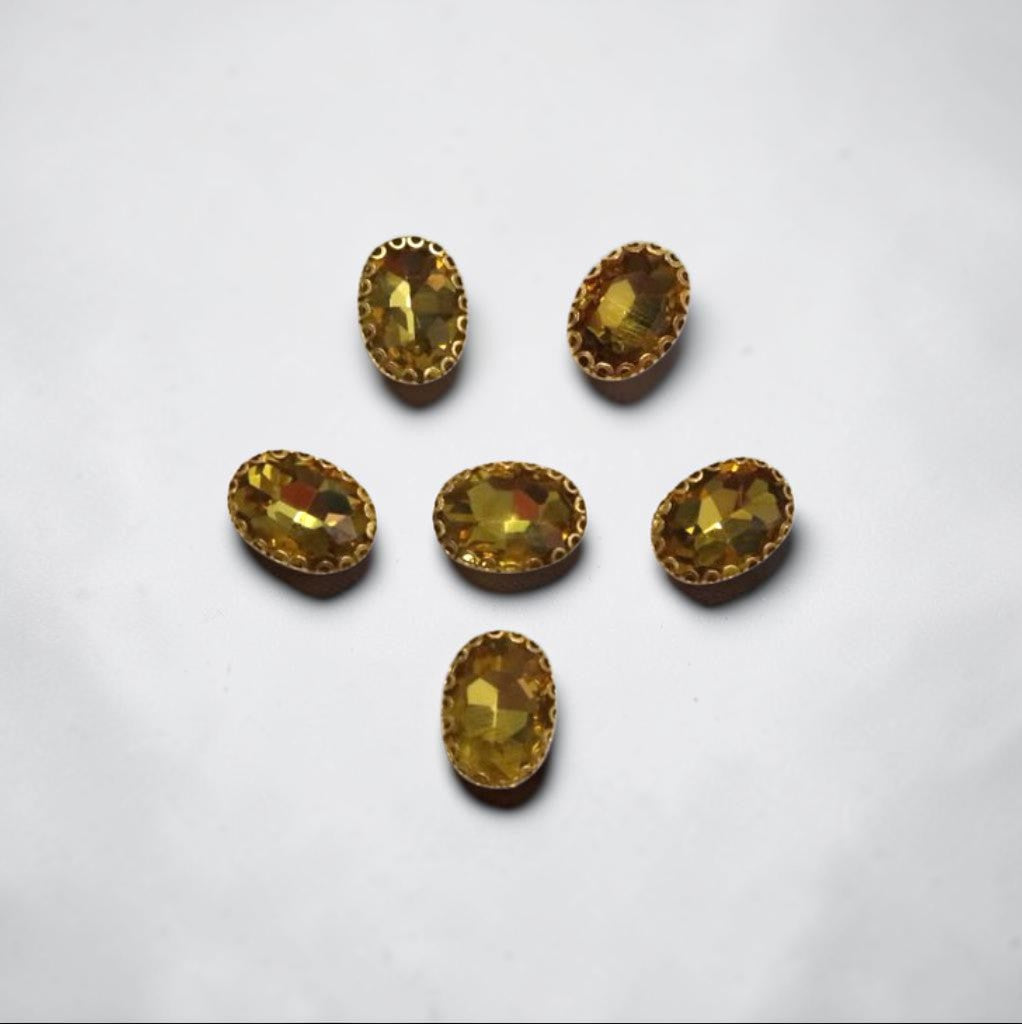 Yellow Oval Stone Medium-6 Pcs