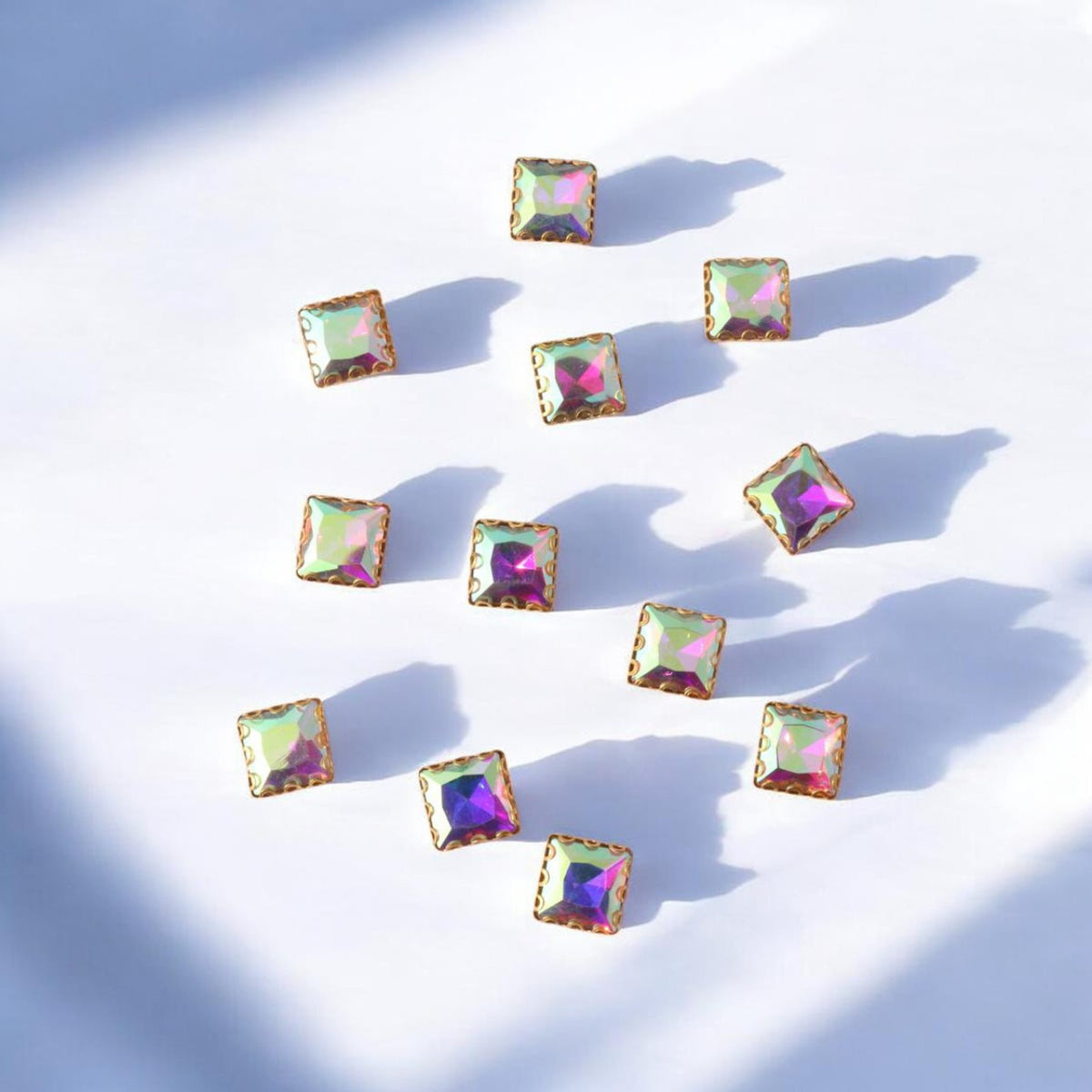 White Multi Square Stone Small-12 Pcs