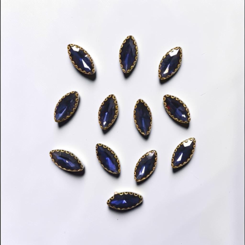 Dark Blue Boat Shape Glass Stone-12 Pcs