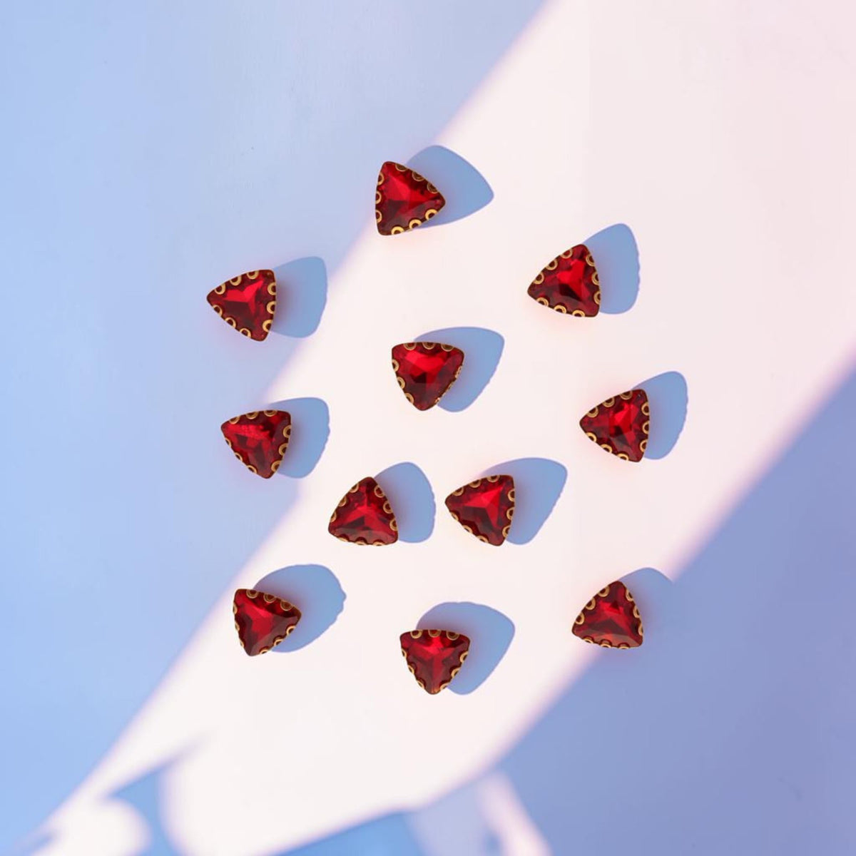Red Triangular Stone-12 Pcs