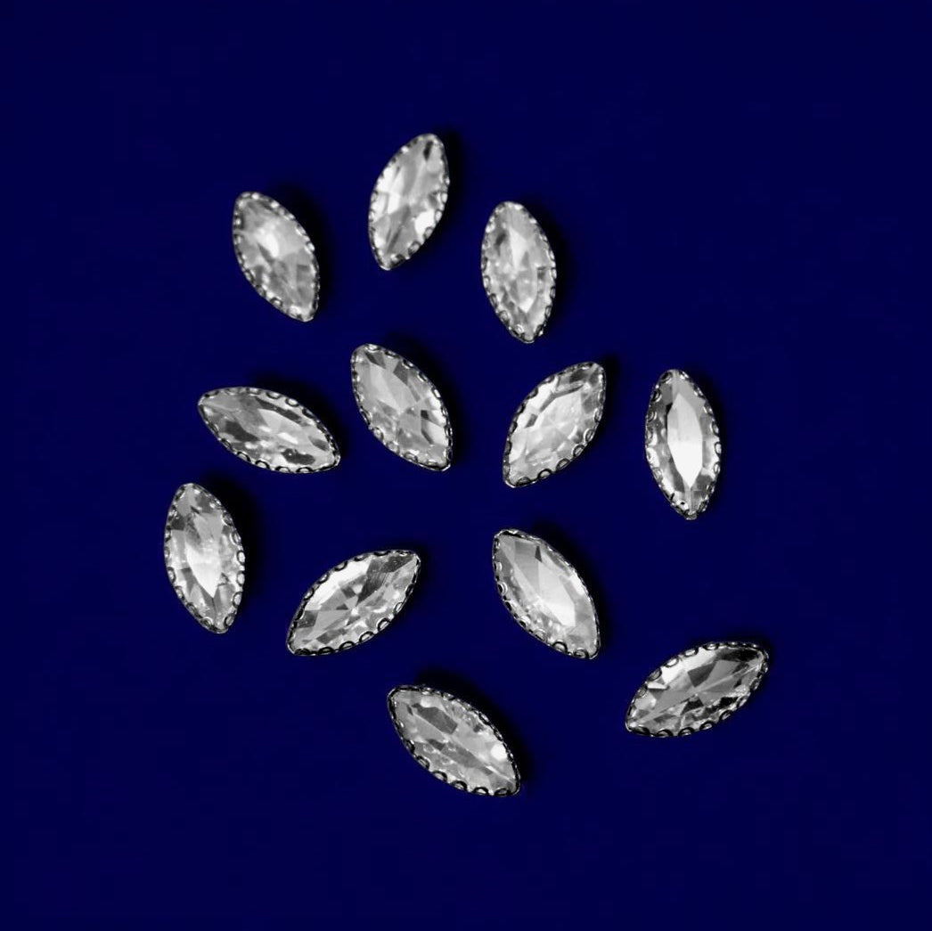 Silver Boat Shape Stone-12 pcs
