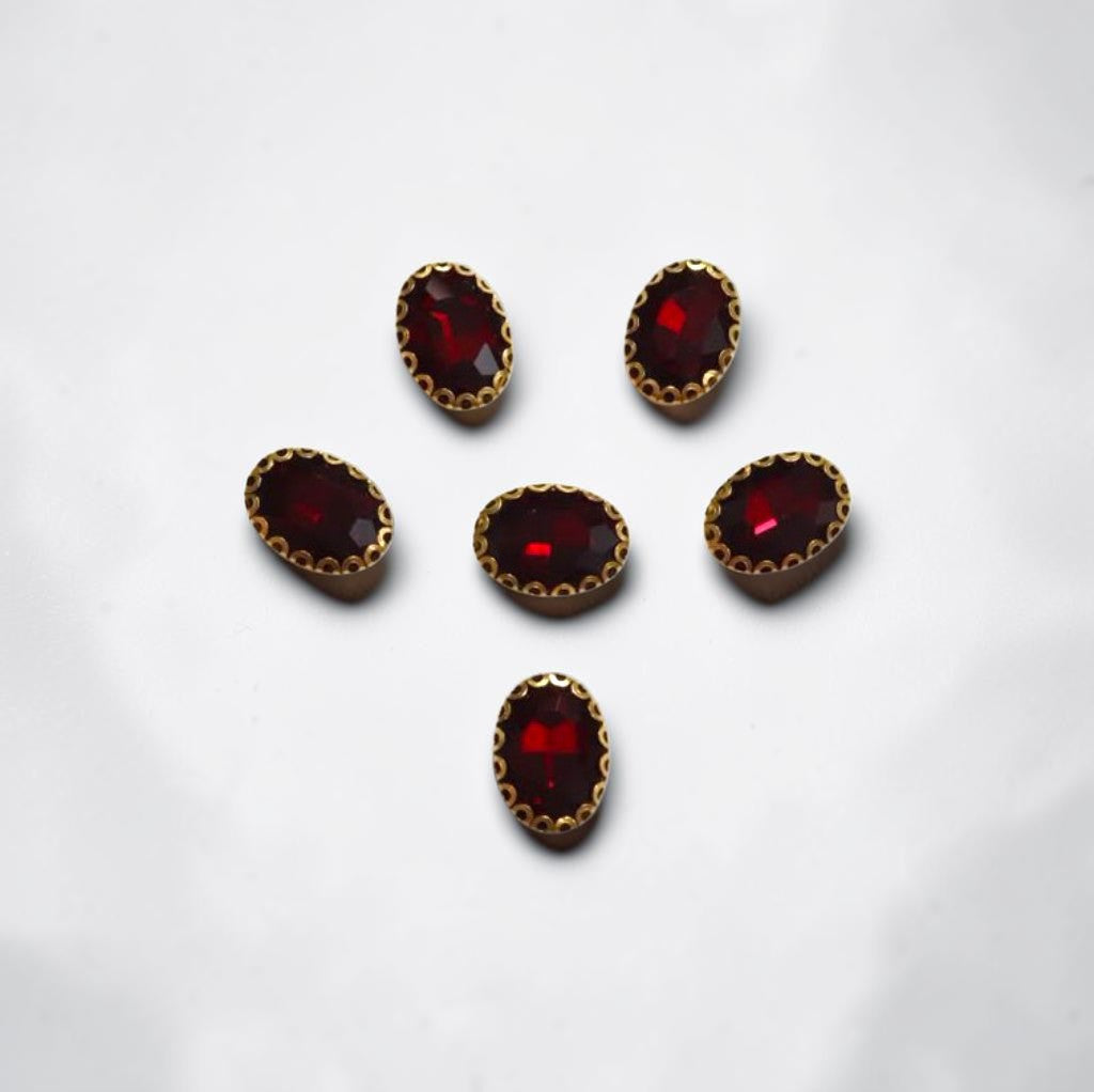 Maroon Oval Stone Medium-6 Pcs