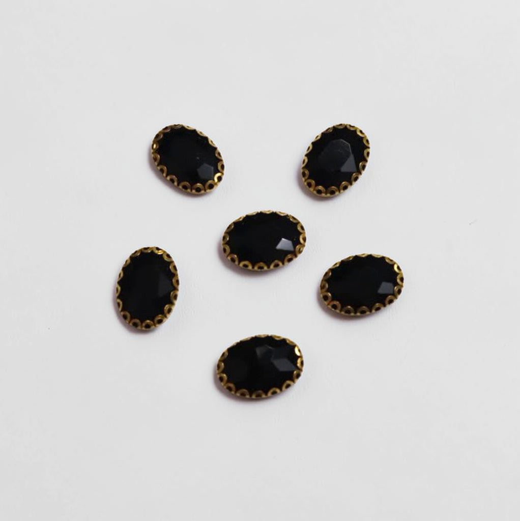 Black Oval Stone Medium-6 Pcs