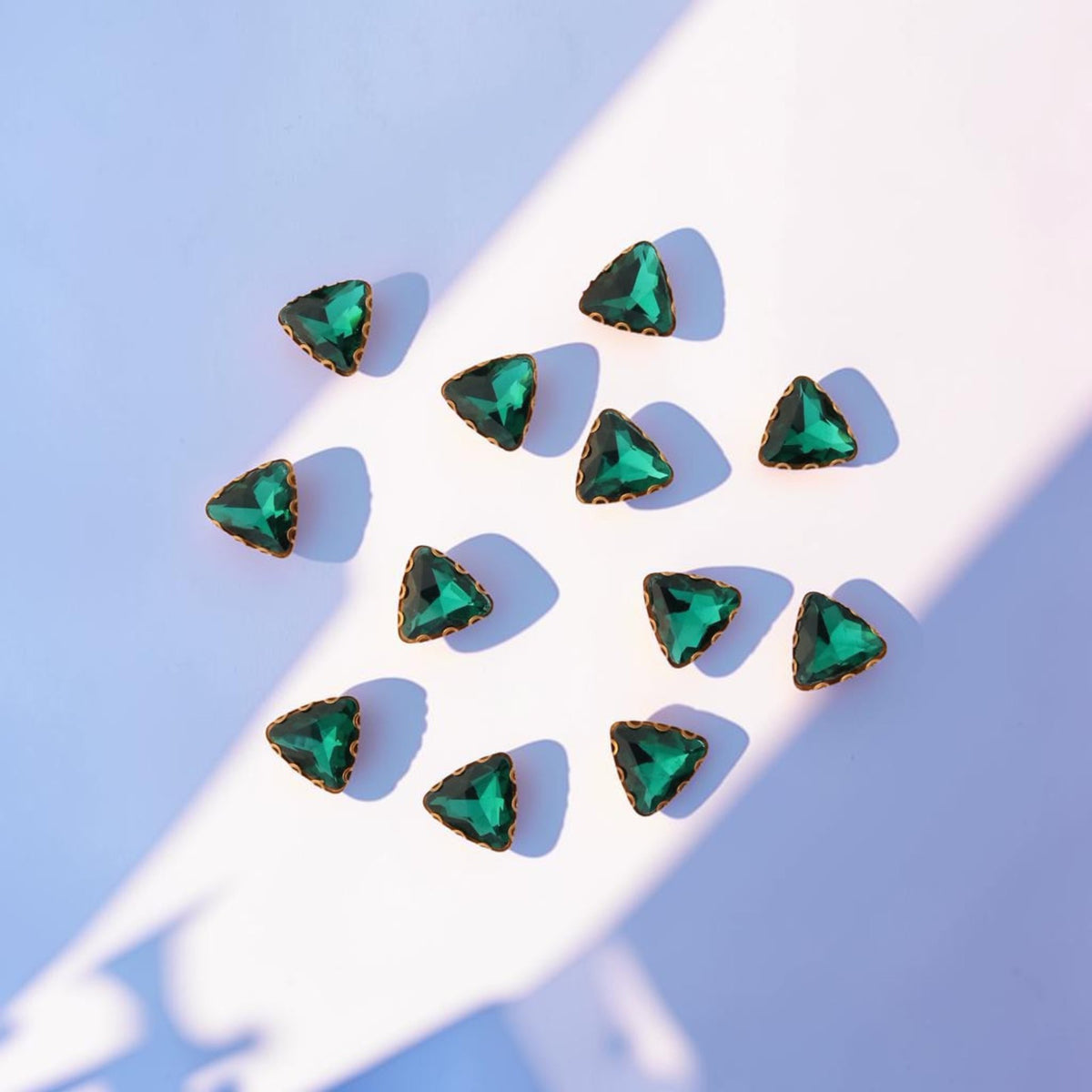 Green Triangular Stone-12 Pcs