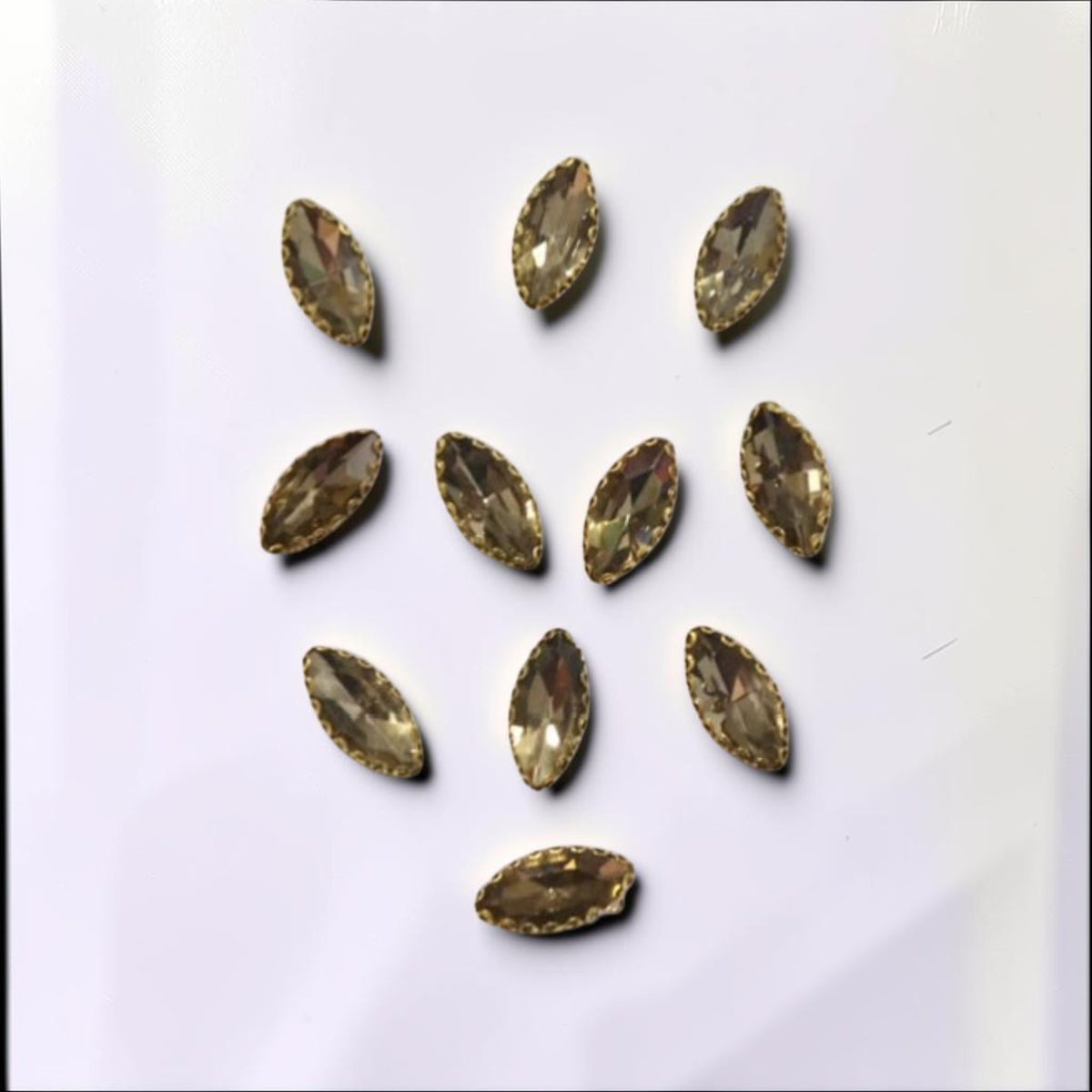 Champagne Boat Shape Glass Stone-12 Pcs