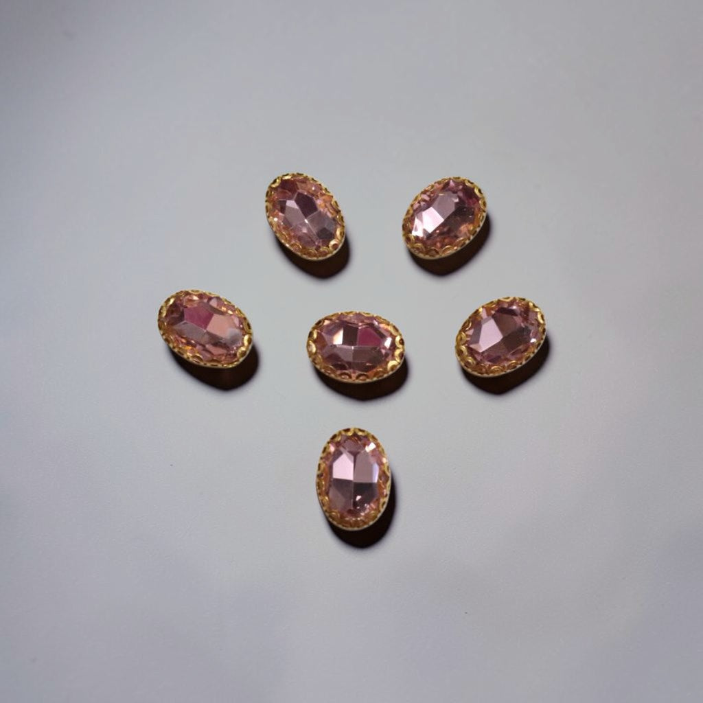 Baby Pink Oval Stone Medium-6 Pcs
