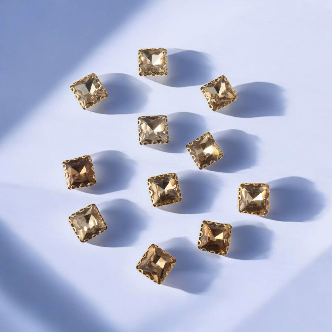 Smoke Gold Square Stone Small-12 Pcs