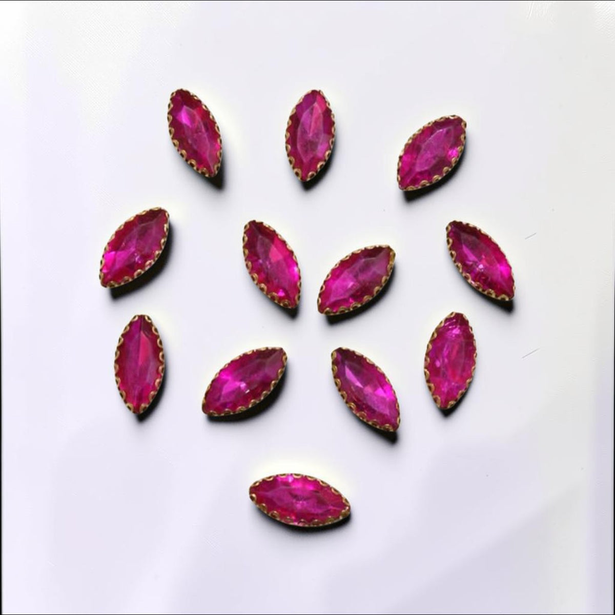 Pink Boat Shape Glass Stone-12 Pcs