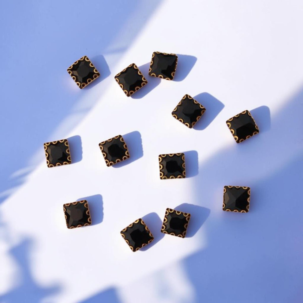 Black Square Stone Small-12 Pcs