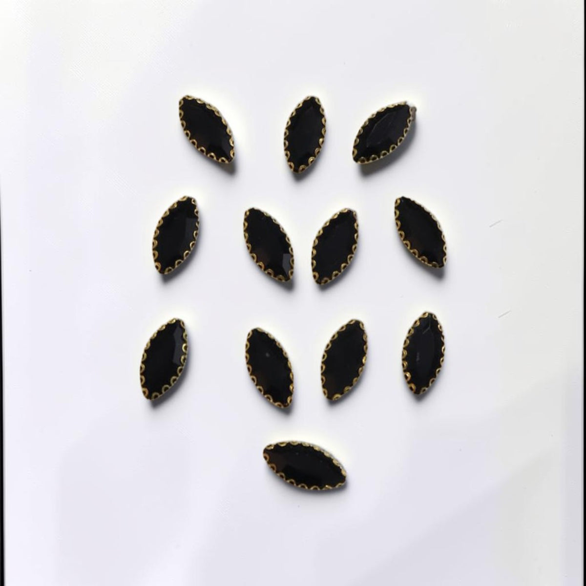 Black Matt Boat Shape Glass Stone-12 Pcs