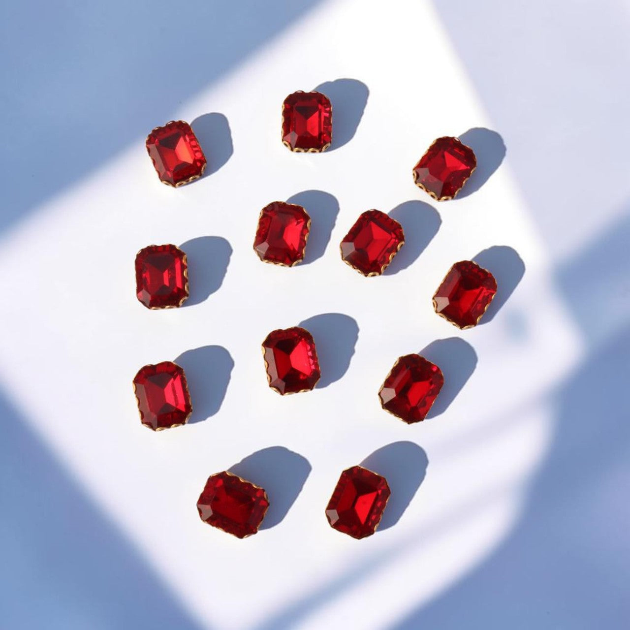 Red Rectangular Stone Small- 12 Pcs