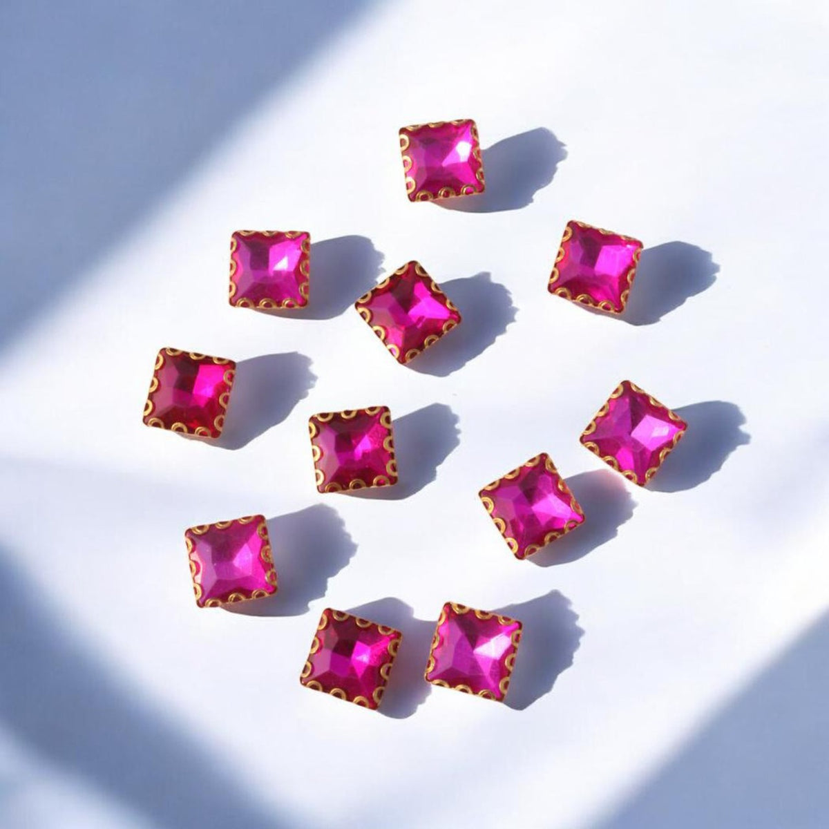 Pink Square Stone Small-12 Pcs