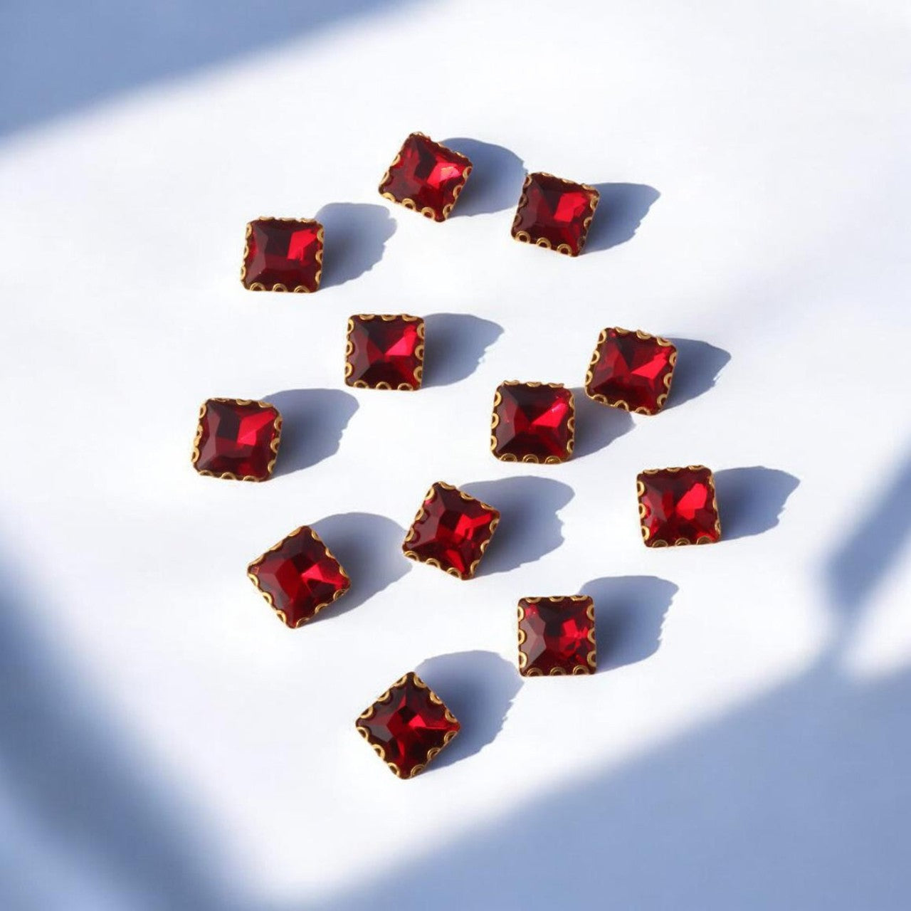Red Square Stone Small-12 Pcs