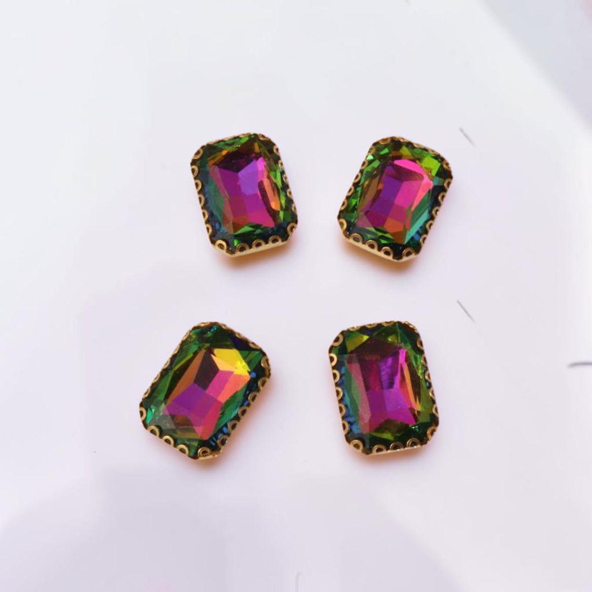 Dark Multi Rectangular Stone Large-4 Pcs