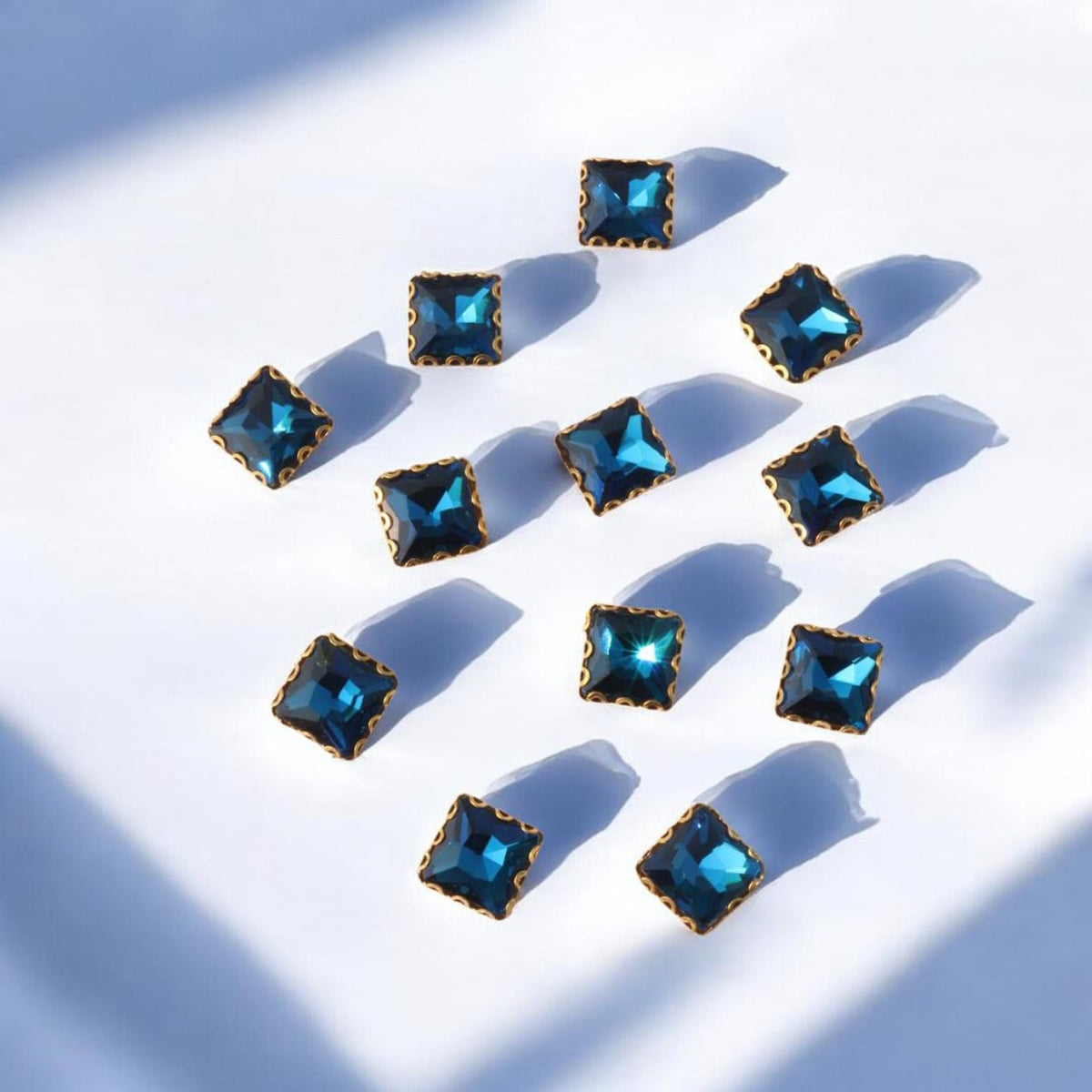 Zinc Blue Square Stone Small-12 Pcs
