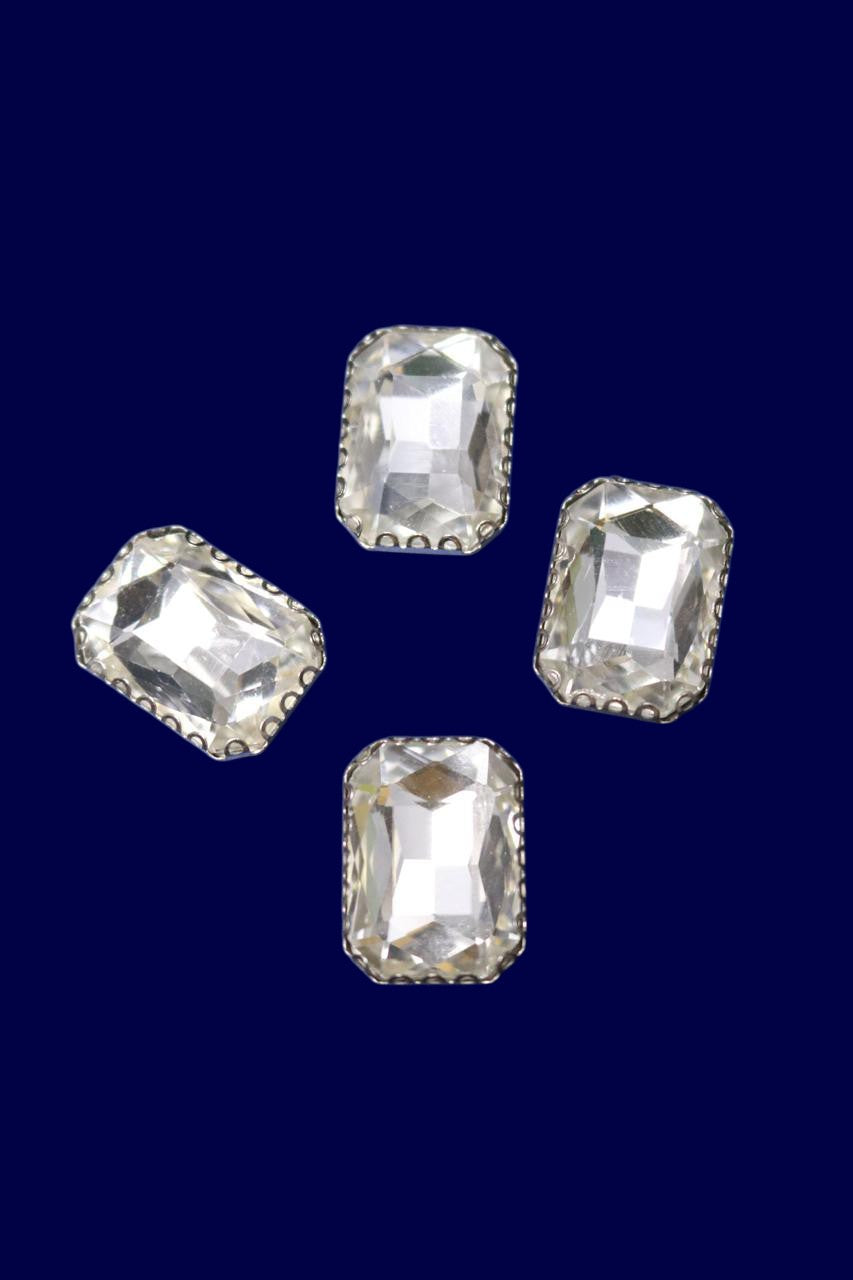 Silver Large Rectangular Stone-4 pcs